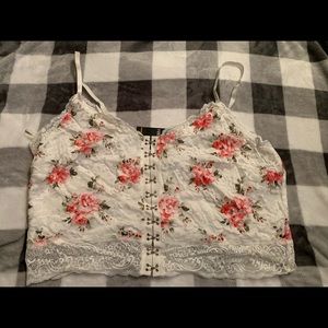 White floral lace crop top